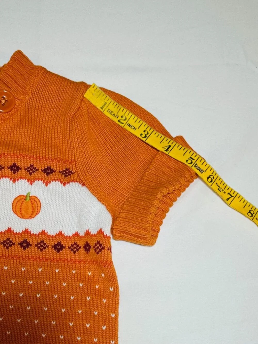 Gymboree Girls Small 5/6 Orange Pumpkin Short Sleeve Tunic Sweater Fall